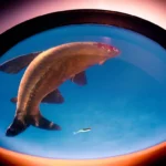 Poisson en gros plan à travers une lentille